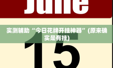 实测辅助“今日花牌开挂神器”(原来确实是有挂)