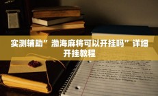 实测辅助”渤海麻将可以开挂吗”详细开挂教程