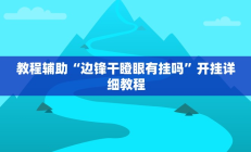 教程辅助“边锋干瞪眼有挂吗”开挂详细教程