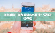 实测辅助”友友联盟怎么开挂”详细开挂教程