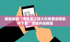 辅助神器“博乐龙江填大坑免费透视软件下载”详细开挂教程