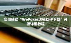 实测辅助“WePoker透视软件下载”开挂详细教程