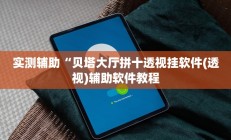实测辅助“贝塔大厅拼十透视挂软件(透视)辅助软件教程