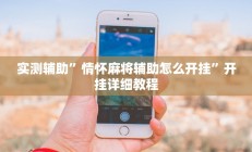 实测辅助”情怀麻将辅助怎么开挂”开挂详细教程