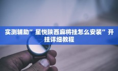 实测辅助”星悦陕西麻将挂怎么安装”开挂详细教程