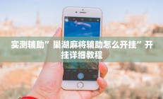 实测辅助”巢湖麻将辅助怎么开挂”开挂详细教程