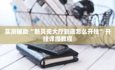 实测辅助“新贝壳大厅到底怎么开挂”开挂详细教程