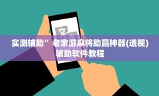 实测辅助”老家游麻将助赢神器(透视)辅助软件教程