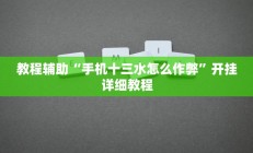 教程辅助“手机十三水怎么作弊”开挂详细教程
