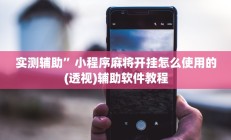 实测辅助”小程序麻将开挂怎么使用的(透视)辅助软件教程