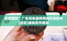 实测辅助”广东闲来麻将用挂开挂软件(透视)辅助软件教程