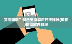 实测辅助”微乐安徽麻将开挂神器(透视)辅助软件教程