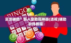 实测辅助”新人皇助赢神器(透视)辅助软件教程