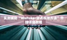 实测辅助“WePoker微透视挂方法”开挂详细教程