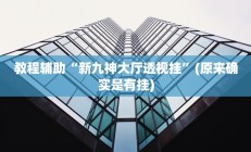 教程辅助“新九神大厅透视挂”(原来确实是有挂)