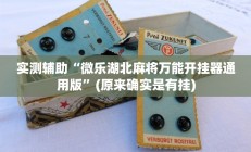 实测辅助“微乐湖北麻将万能开挂器通用版”(原来确实是有挂)