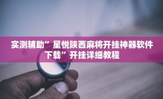实测辅助”新版德扑之星开挂神器”开挂详细教程