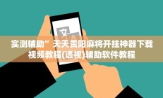 实测辅助”微乐甘肃麻将开挂神器”开挂详细教程