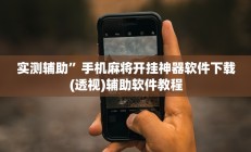 实测辅助”大赢家跑得快通用挂”开挂详细教程