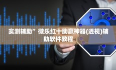实测辅助”微乐红十助赢神器(透视)辅助软件教程