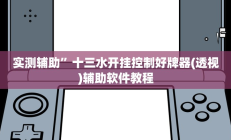 实测辅助”十三水开挂控制好牌器(透视)辅助软件教程