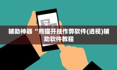 辅助神器“熊猫开挂作弊软件(透视)辅助软件教程