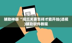 教程辅助“推大石二八杠有挂吗(透视)辅助软件教程