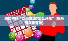 辅助神器“欢乐龙城3怎么开挂”(原来确实是有挂)