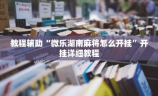 教程辅助“微乐湖南麻将怎么开挂”开挂详细教程