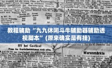 教程辅助“九九休闲斗牛辅助器辅助透视脚本”(原来确实是有挂)