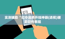 实测辅助“红中麻将开挂神器(透视)辅助软件教程