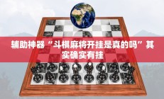 辅助神器“斗棋麻将开挂是真的吗”其实确实有挂
