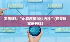 实测辅助“小程序跑得快透视”(原来确实是有挂)