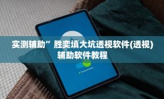 实测辅助”胜奕填大坑透视软件(透视)辅助软件教程