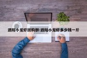 泗阳小龙虾团购群:泗阳小龙虾多少钱一斤