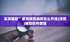 实测辅助”星悦陕西麻将怎么开挂(透视)辅助软件教程