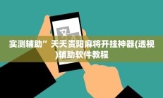 实测辅助”天天贵阳麻将开挂神器(透视)辅助软件教程