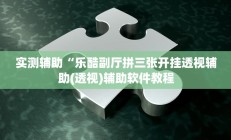 实测辅助”鸿运十三张通用挂”开挂详细教程