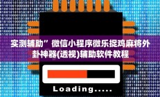 实测辅助”微信小程序微乐捉鸡麻将外卦神器(透视)辅助软件教程