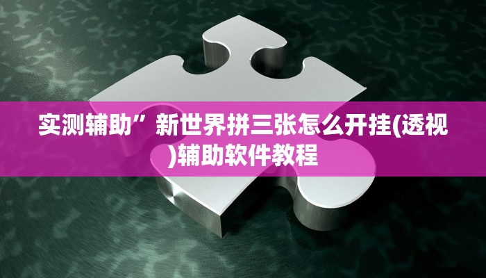 实测辅助”新世界拼三张怎么开挂(透视)辅助软件教程