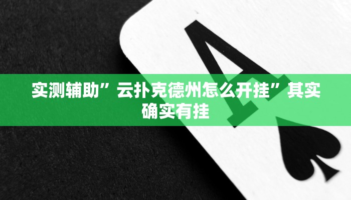 实测辅助”云扑克德州怎么开挂”其实确实有挂