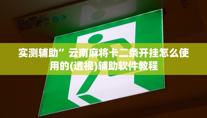 实测辅助”云南麻将卡二条开挂怎么使用的(透视)辅助软件教程
